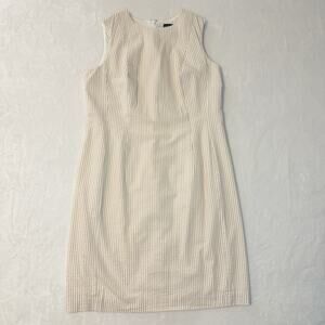 Brooks Brothers 100% Cotton Seersucker Striped Sleeveless Dress Women 14
